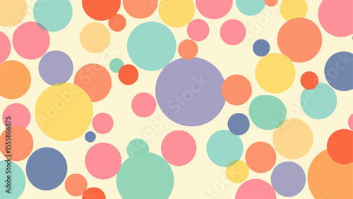 
Fun colorful circle doodle seamless pattern. Creative minimalist style art background for children or trendy design with polka dot. Simple childish party backdrop
