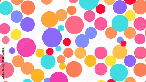 
Fun colorful circle doodle seamless pattern. Creative minimalist style art background for children or trendy design with polka dot. Simple childish party backdrop