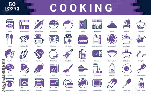 Cooking icons collection. Simple color vector illustrations.