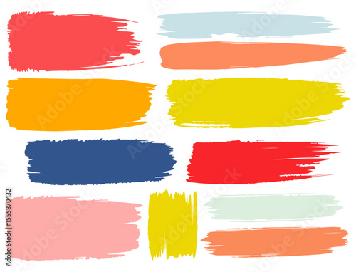 Set of watercolor paint strokes, Color watercolor brush strokes