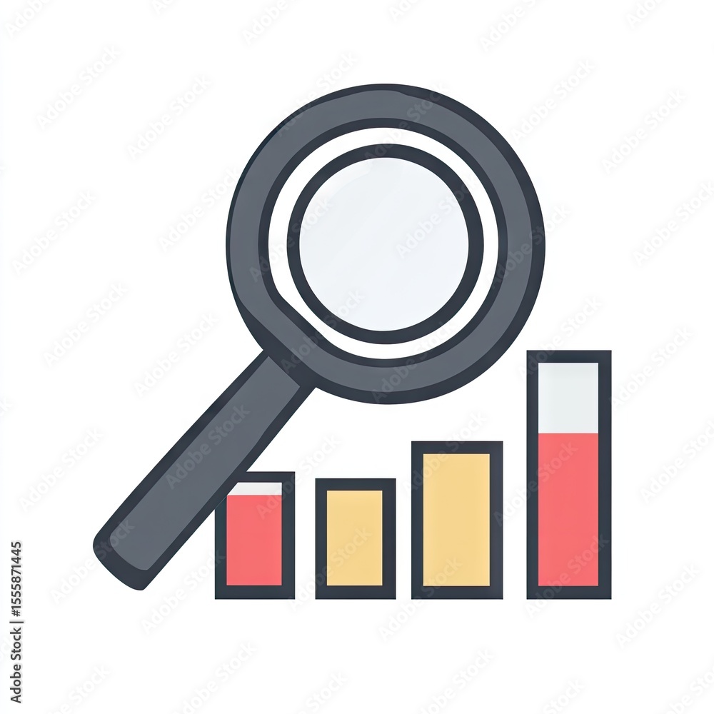 Magnifying glass over bar graph (3) Magnifying glass over bar graph (3)