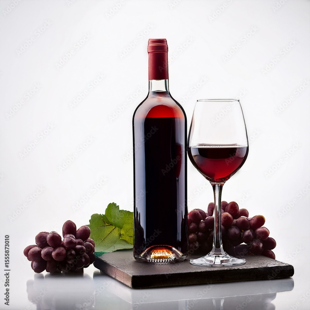 Obraz premium red wine bottle and glass