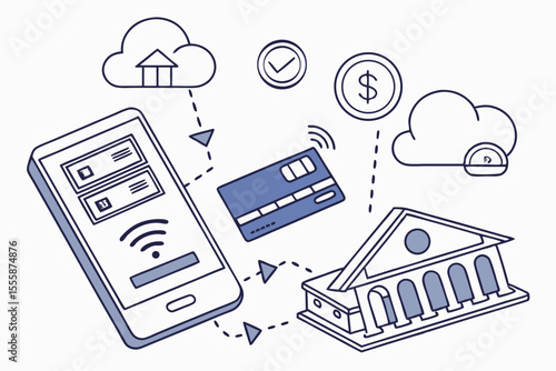 Bank cards and online payment vector illustration for financial design projects
