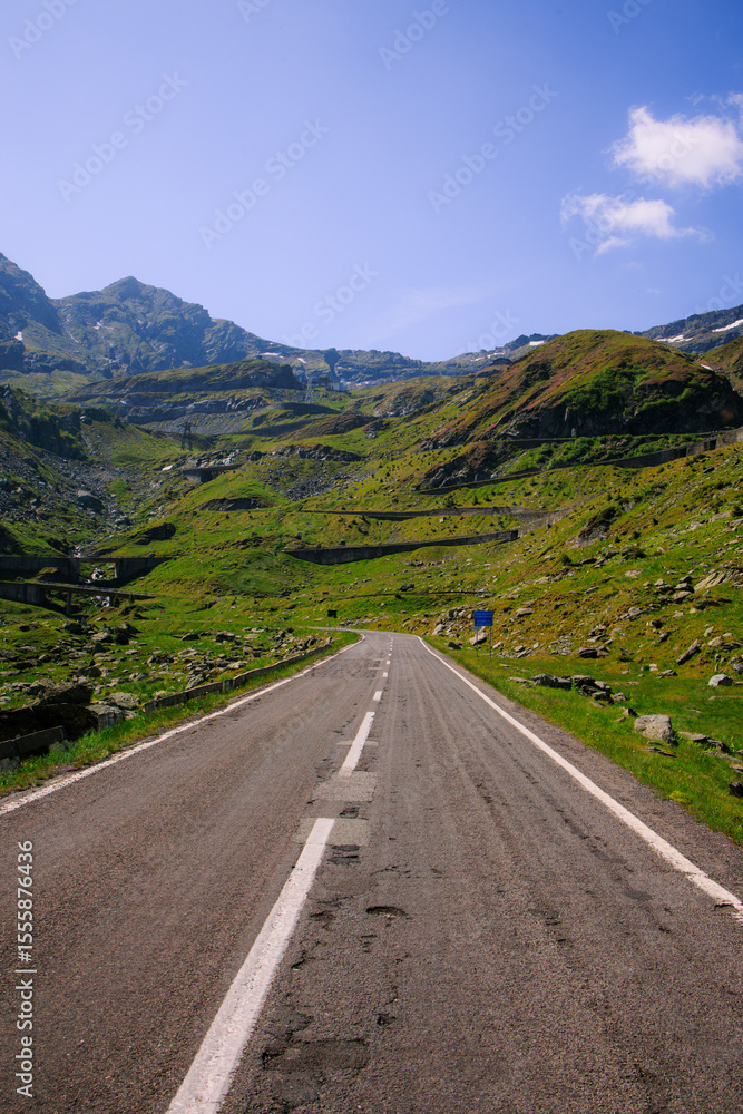 Naklejka premium The Transfăgărășan is one of the most spectacular roads in the world, winding through the Carpathian Mountains in Romania.