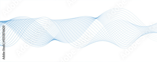 Abstract monochromatic wave pattern with smooth, flowing curves. Shades of grayscale, from light to dark,Frequency sound wave lines and technology curve lines. Design for brochure, flyer, banner, 