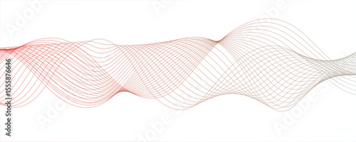 Abstract monochromatic wave pattern with smooth, flowing curves. Shades of grayscale, from light to dark,Frequency sound wave lines and technology curve lines. Design for brochure, flyer, banner, 