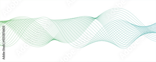 Abstract monochromatic wave pattern with smooth, flowing curves. Shades of grayscale, from light to dark,Frequency sound wave lines and technology curve lines. Design for brochure, flyer, banner, 