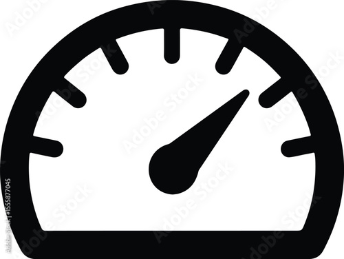 Silhouette speedometer gauge dial indicates speed measurement performance Vector illustration