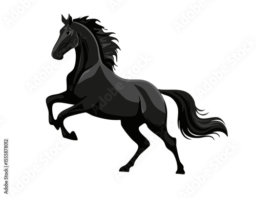 Elegant horse silhouette vectors and icons set featuring running horses, rearing pose, cowboy rider, and wild mustangs in black and white minimal design for versatile use