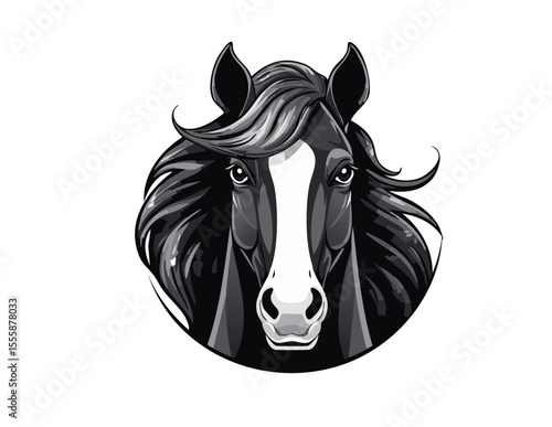 Elegant horse silhouette vectors and icons set featuring running horses, rearing pose, cowboy rider, and wild mustangs in black and white minimal design for versatile use