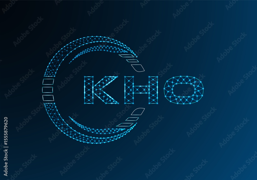 Naklejka premium KHO low poly letter logo vector design. KHO lower poly logo design. Low poly logo.