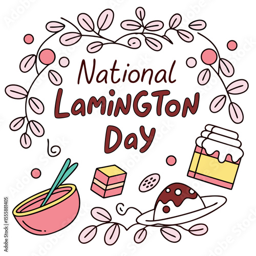 NATIONAL LAMINGTON DAY vector illustration