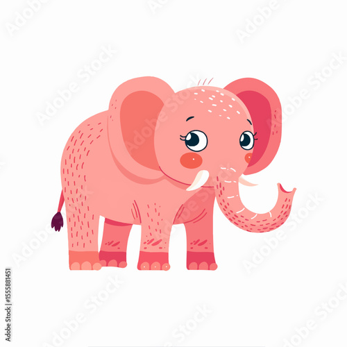 Children's card with a pink elephant