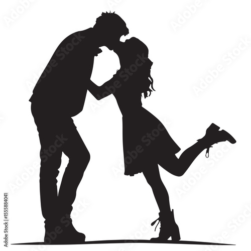 Couple kissing vector silhouette