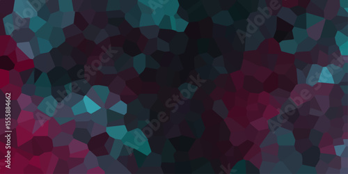 Dark Multicolor Broken Stained Glass Background with dark lines. Voronoi diagram background. Seamless pattern with 3d shapes vector Vintage Illustration background. Geometric Retro tiles pattern