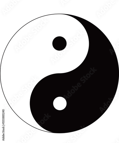 A black and white illustration of the Yin and Yang symbol.