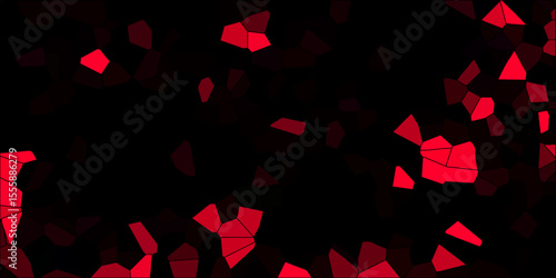 Dark red and black broken stained glass background with black lines. Voronoi diagram background. Seamless pattern with 3d shapes vector Vintage Illustration background. Geometric Retro tiles pattern