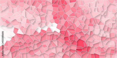 Nice pink mosaic abstract background made of many geometric shapes. Pink hexagon ceramic. Abstract colorful background with triangles. background of crystallized. Pink Geometric Retro tiles pattern.