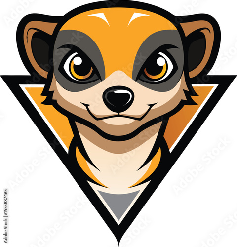 cunning meerkat head mascot logo on a white triang