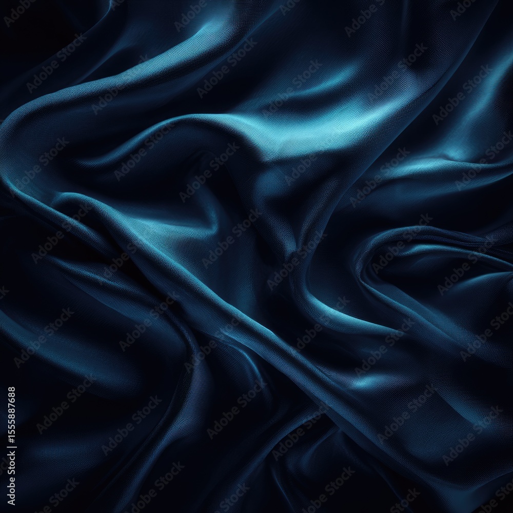 Deep teal silk fabric with dramatic folds and soft lighting creating luxurious, flowing texture Deep teal silk fabric with dramatic folds and soft lighting creating luxurious, flowing texture