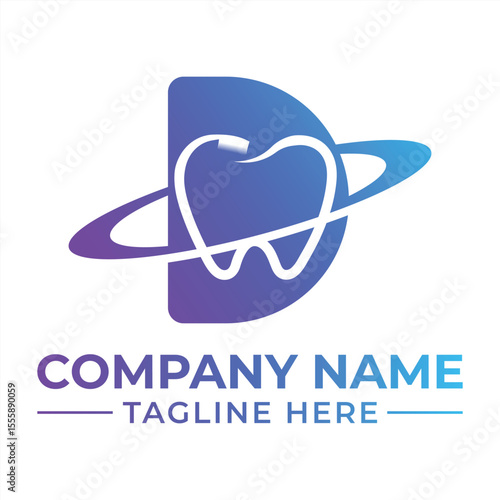 Modern Dental Clinic Logo with Orbiting Design and Gradient Color Scheme for a Health Brand Identity