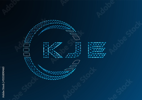 KJE low poly letter logo vector design. KJE lower poly logo design. Low poly logo.