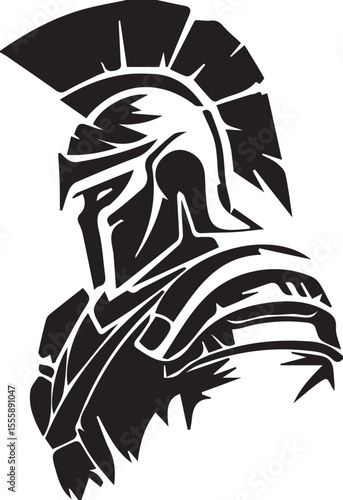 Illustration of a gladiator in silhouette style