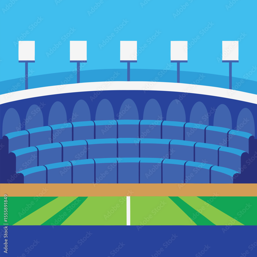 Obraz premium Arena's Structure: A depiction of the interior of a stadium, with a design that emphasizes its architectural structure, showcasing the seating arrangement and the vibrant color scheme of the venue.