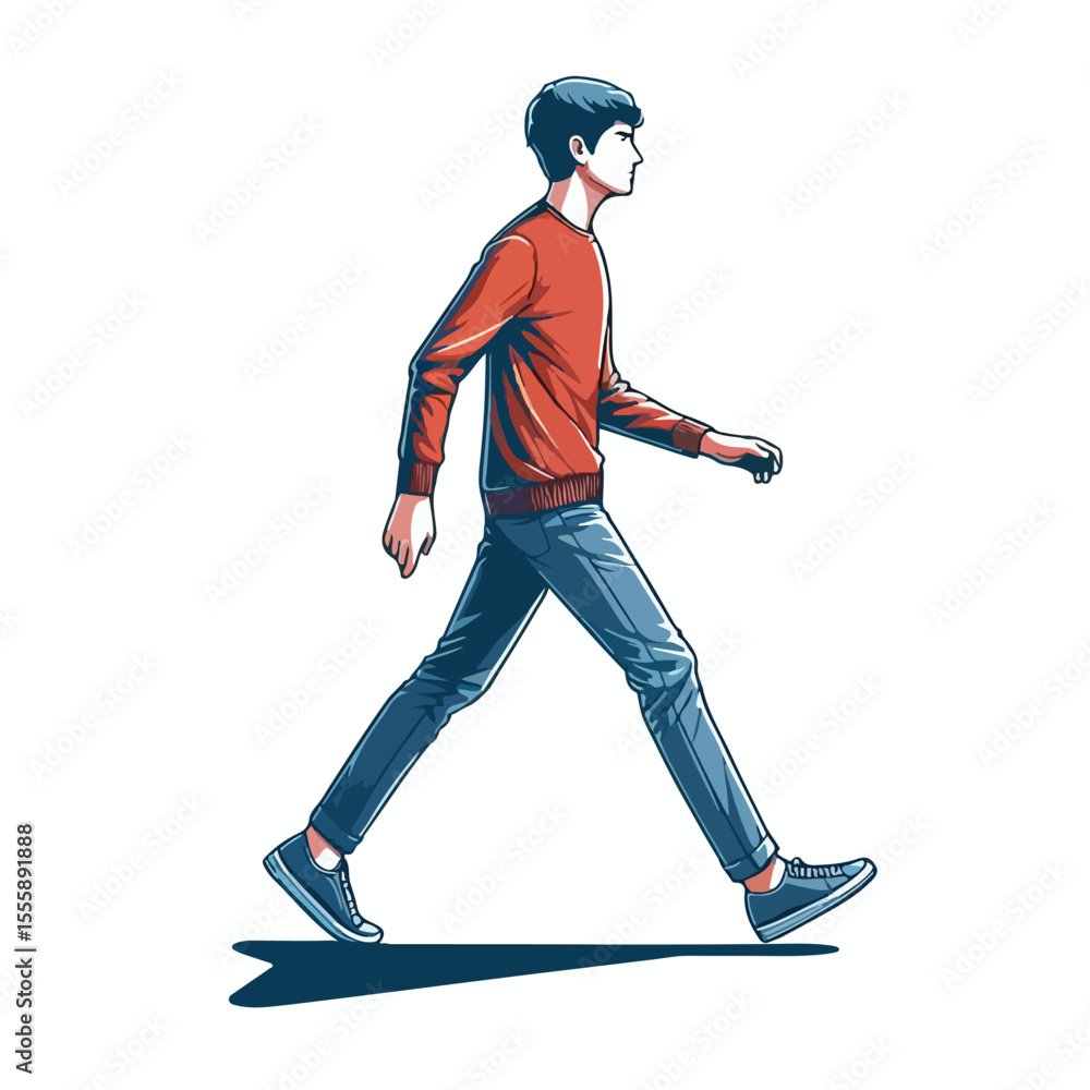 Obraz premium vector image of one person walking on a white background
