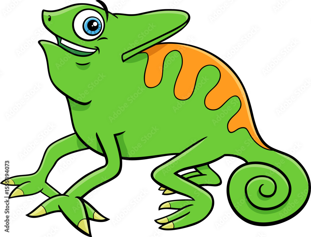 Naklejka premium cartoon chameleon reptile animal character waving