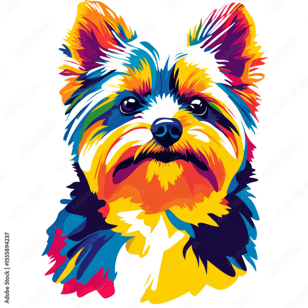 Fototapeta premium Yorkshire Terrier Portrait Illustration Watercolour Painting