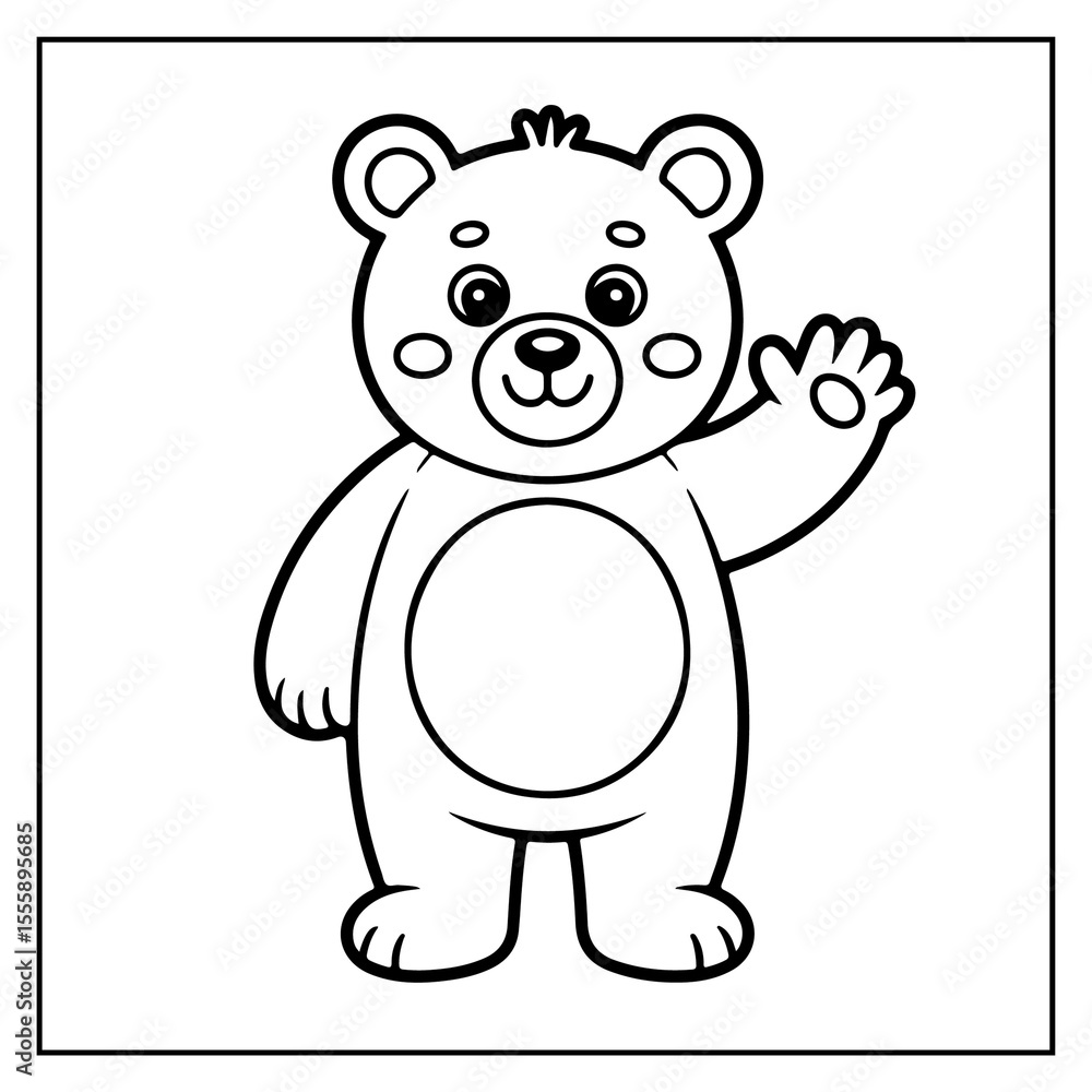 Naklejka premium Cozy Bear Cute & Comfy Coloring Book for Kids and Adults.