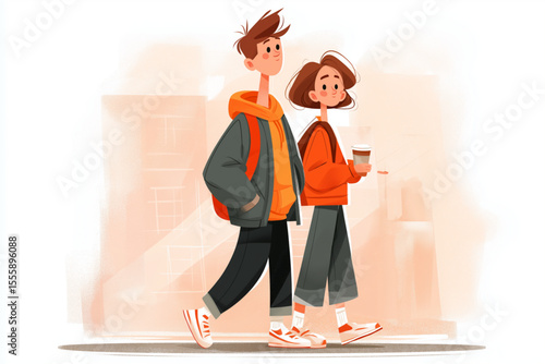 High school students heading to school for lessons