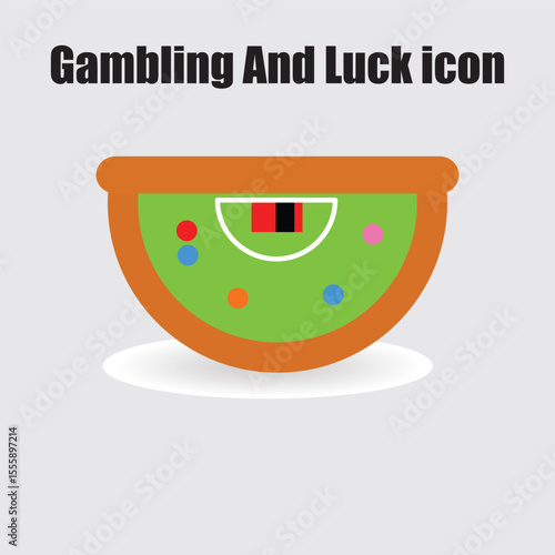 Flat vector illustration depicts a casino gambling table with chips, signifying chance and potential fortune.