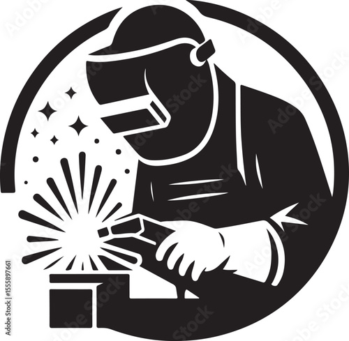 Detailed welder logo vector template
