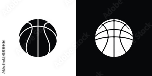 Black and White Basketball Icon Simple Sport Symbol Design