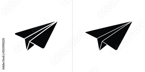 Black and White Paper Airplane Icons on White Backgrounds