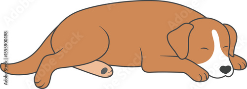 A cute sleeping dog minimalist vector art. 