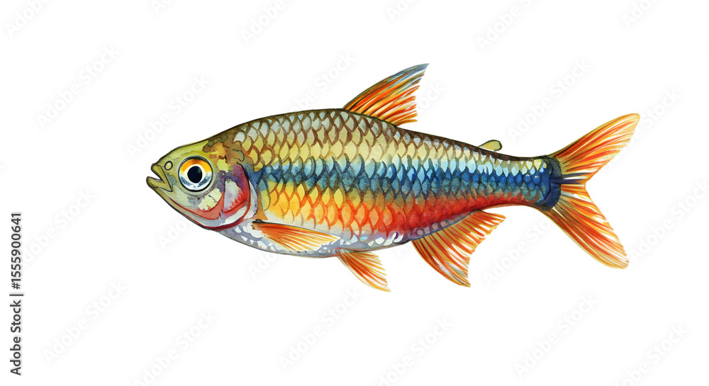 Obraz premium Vibrant Watercolor Painting of a Colorful Tropical Fish watercolor png, transparent isolated nackground