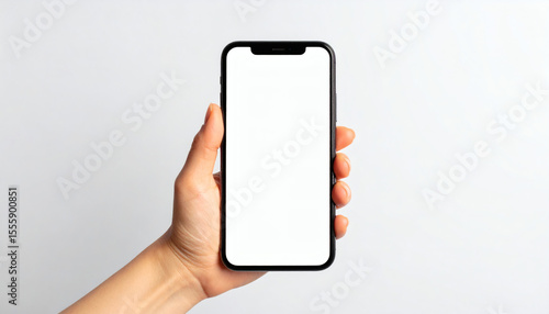Hand Holding Smartphone Mockup for Photo Compositing, App Display, and Digital Design Presentations