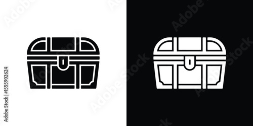 Duality of Treasure Chest Icon Black on White and White on Black Background