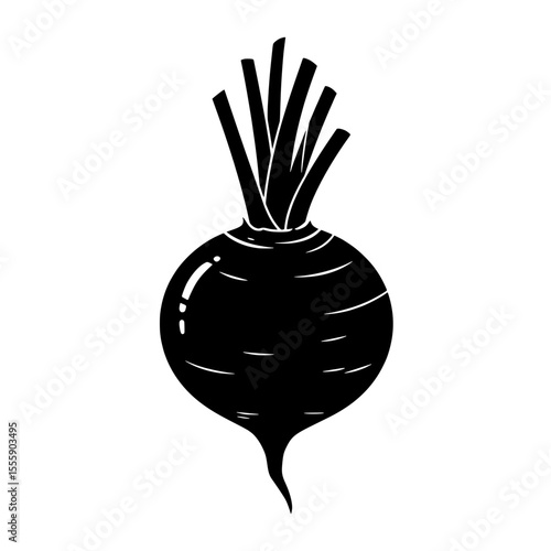 Black Beetroot Illustration: A stylized black and white illustration of a beetroot, showcasing its unique shape and texture.  The focus is on the simple elegance of the vegetable.