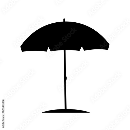 Beach Umbrella Silhouette: A minimalist silhouette of a classic beach umbrella, perfect for conveying the essence of relaxation, protection from the sun, and the tranquility of a seaside escape.