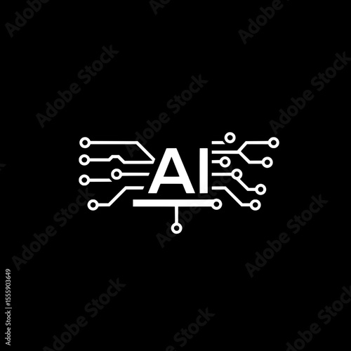 AI Circuitry: A striking visual representation of artificial intelligence, depicting the 'AI' abbreviation integrated within a sophisticated circuit board design on a dark backdrop.