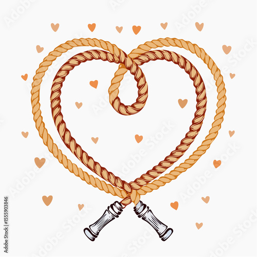 Love's Entwined Embrace: An artful illustration depicts a heart formed by intertwining ropes, symbolizing enduring affection and connection, surrounded by delicately drawn hearts.