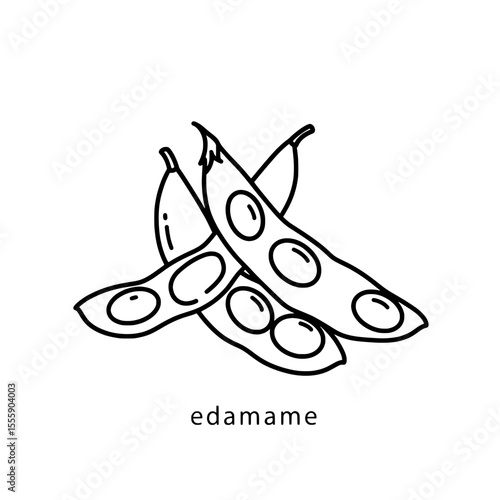 Edamame: A simple illustration of edamame pods in a minimalist style, perfect for showcasing the freshness and natural appeal of this popular snack. 
