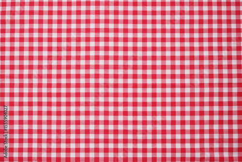 Quadro su tela Closeup of a red and white checkered napkin or tablecloth texture