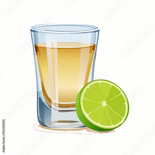 Tequila Shot with Lime: A classic tequila shot served in a short glass, accompanied by a refreshing wedge of lime.