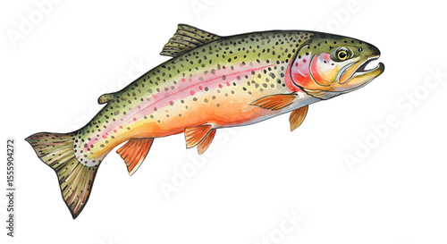 Vibrant Watercolor Rainbow Trout Illustration watercolor png, transparent isolated nackground
