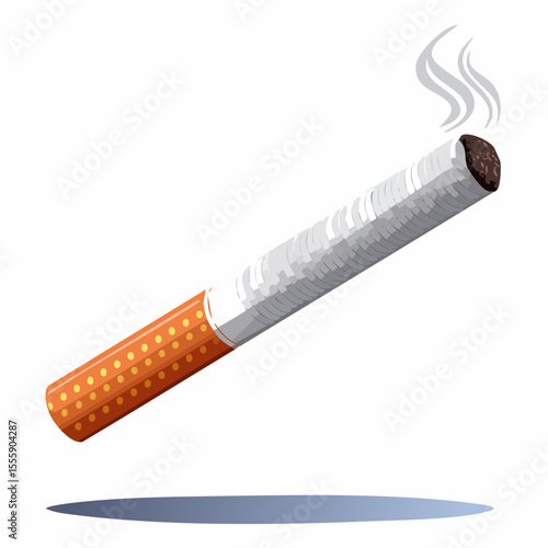 Cigarette Illustration: A detailed illustration of a lit cigarette emitting smoke, designed to raise awareness of its impact.